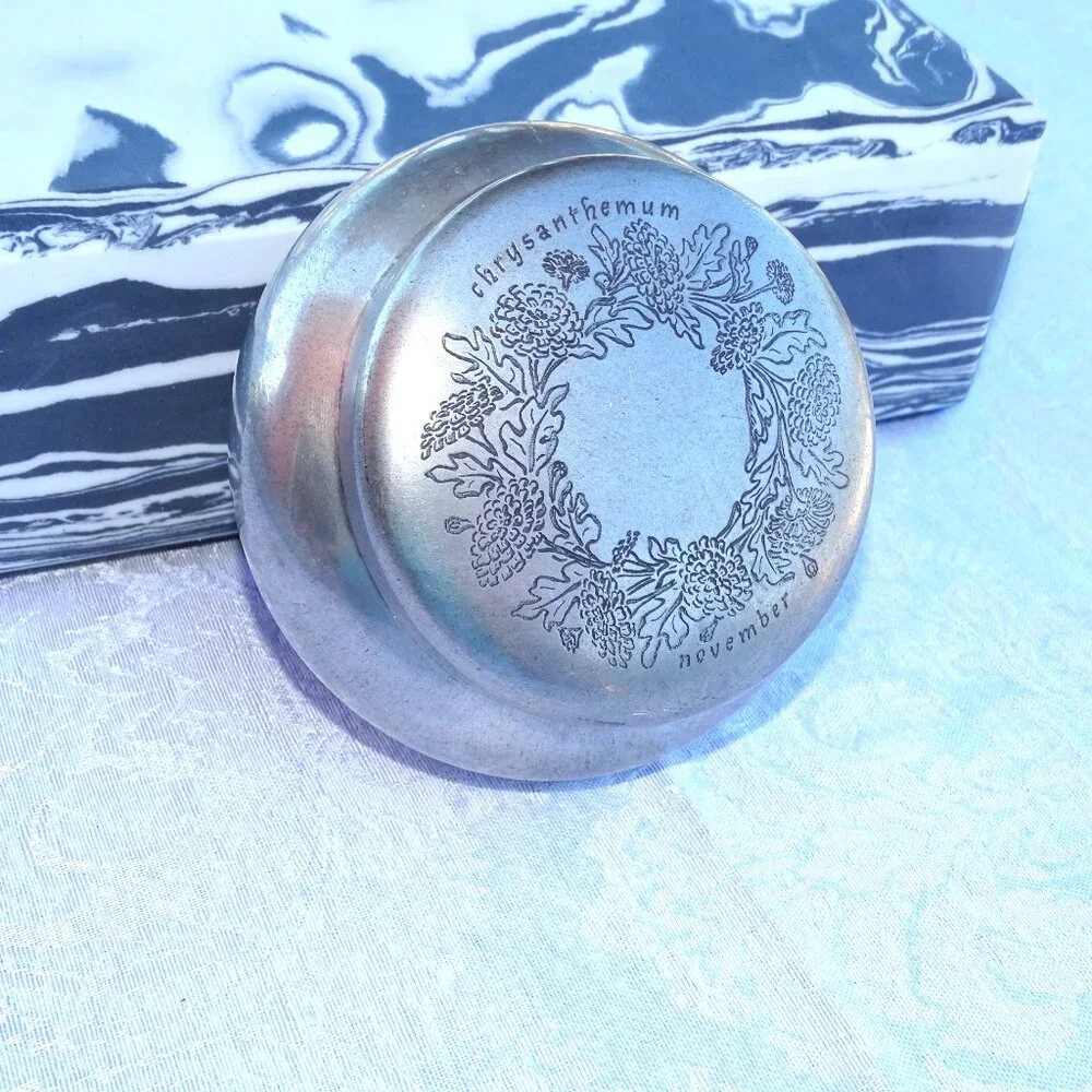 Vintage Kirk Stieff Pewter Velvet Lined Trinket Box